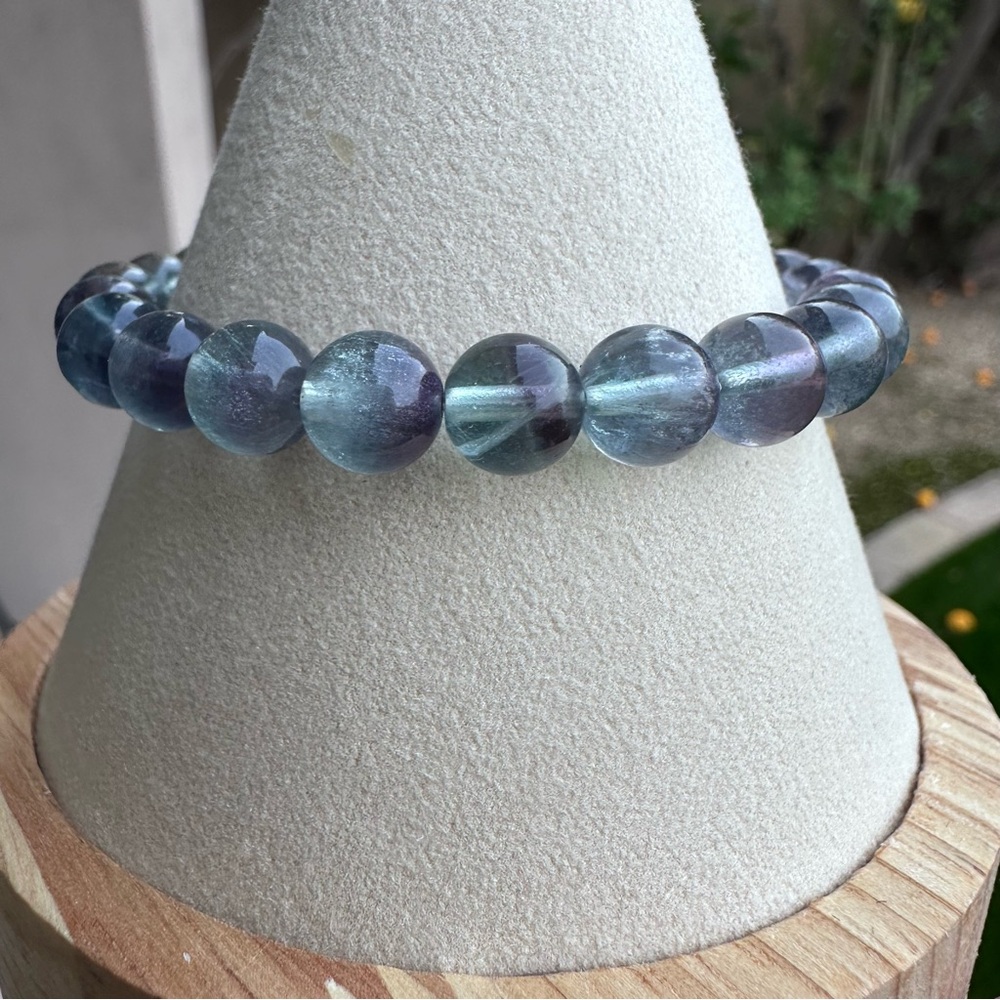 High Quality Genuine Fluorite Bracelet 6.25 inches 7mm beads NEW IN BAG